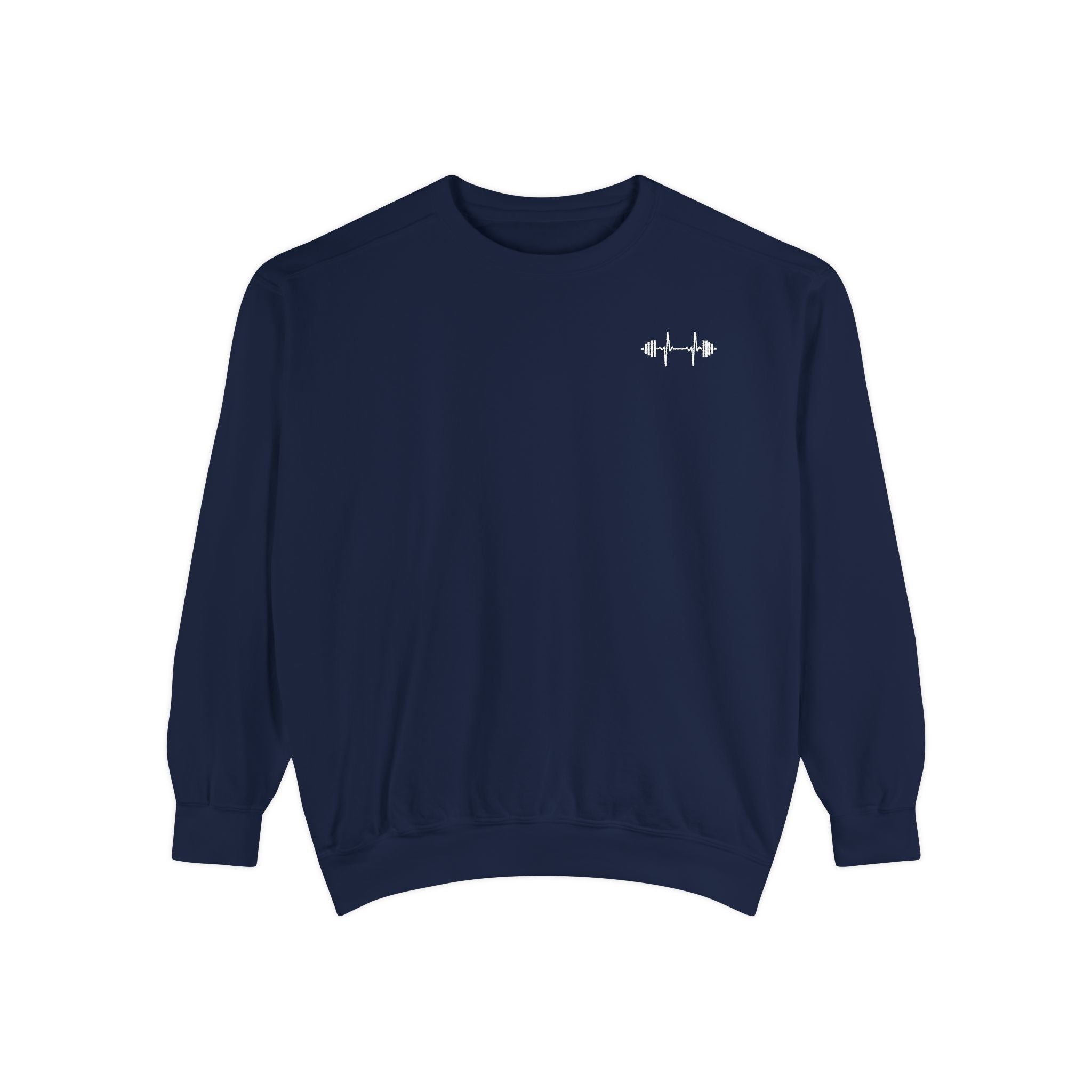 Barbell Heartbeat Sweatshirt – Lift. Live. Repeat.