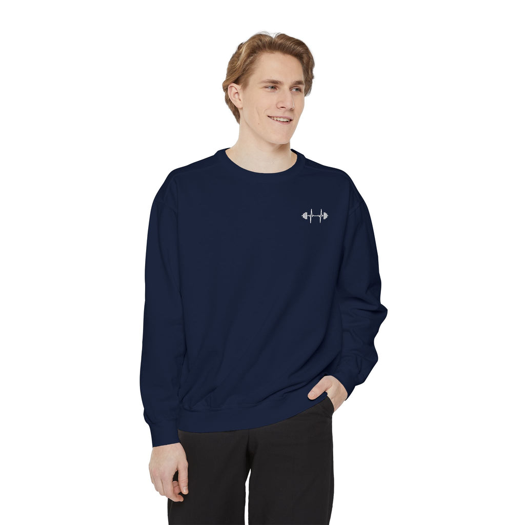 Barbell Heartbeat Sweatshirt – Lift. Live. Repeat.