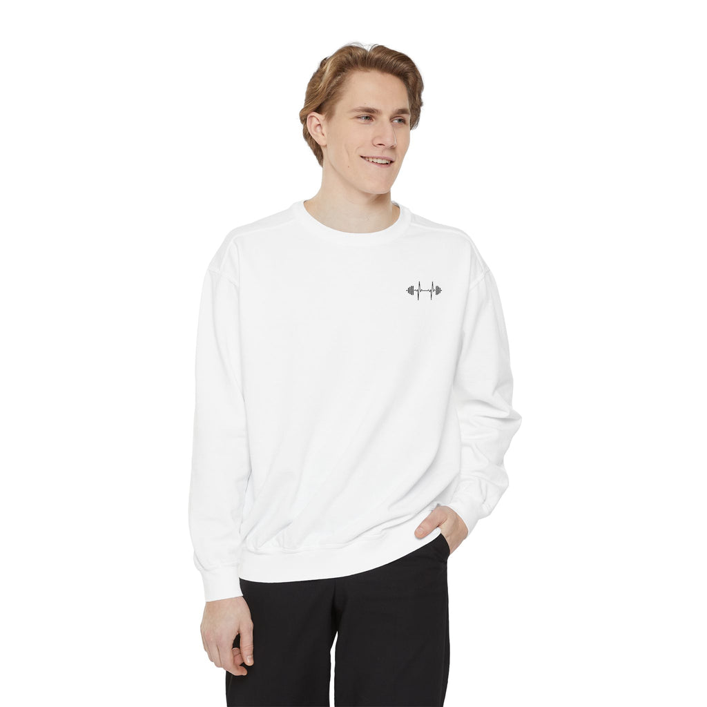 Barbell Heartbeat Sweatshirt – Lift. Live. Repeat.