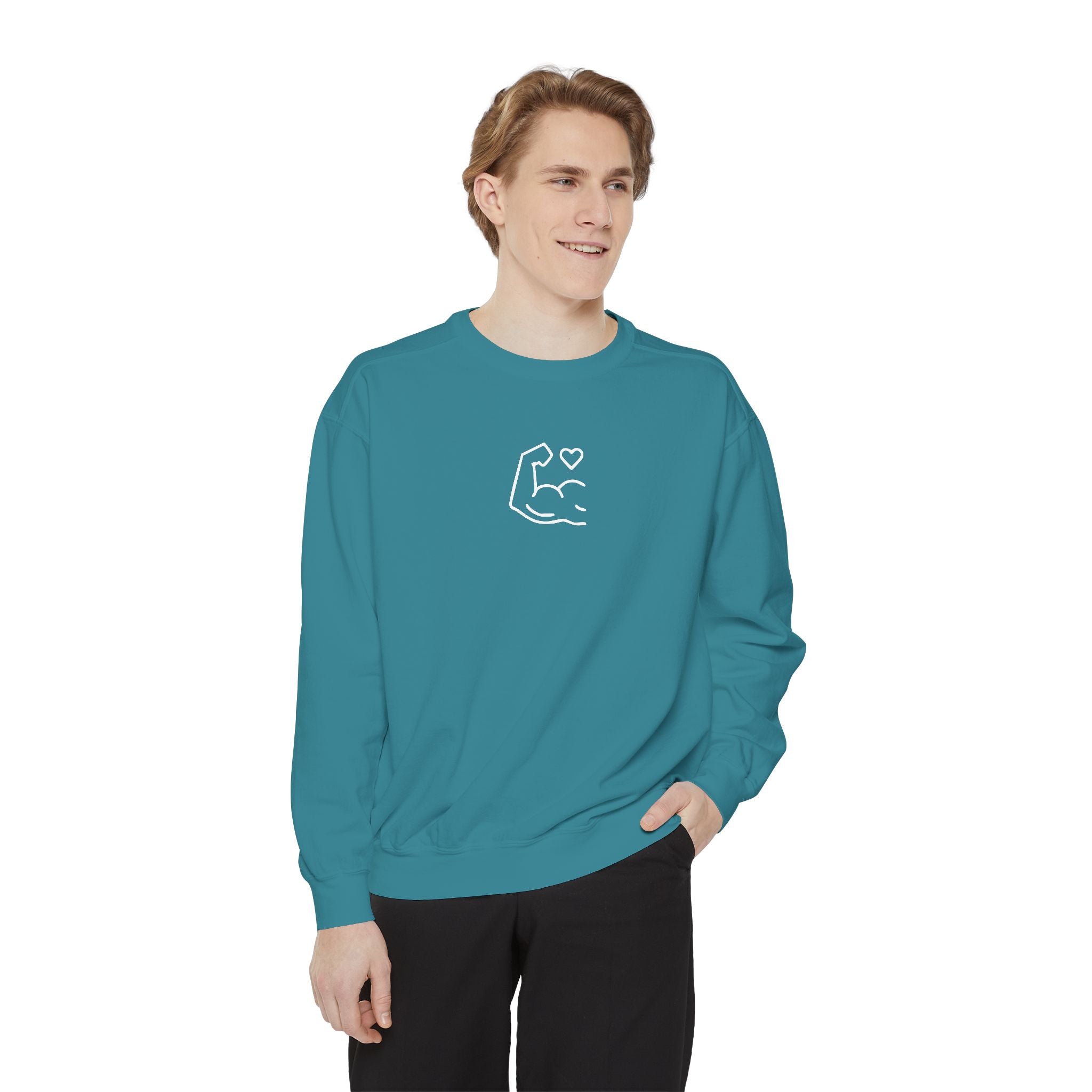 Flex & Love Sweatshirt – Minimal Gym Heart Edition