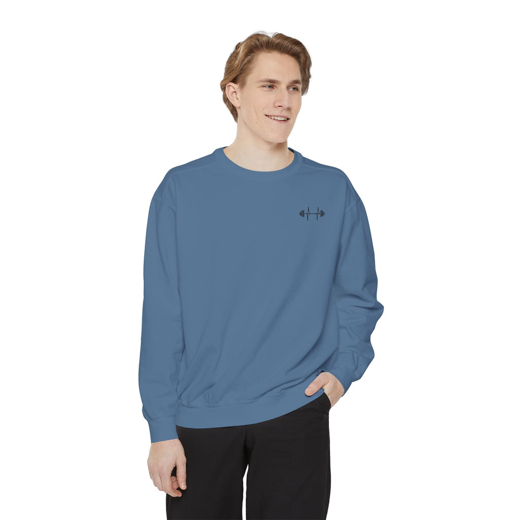 Barbell Heartbeat Sweatshirt – Lift. Live. Repeat.