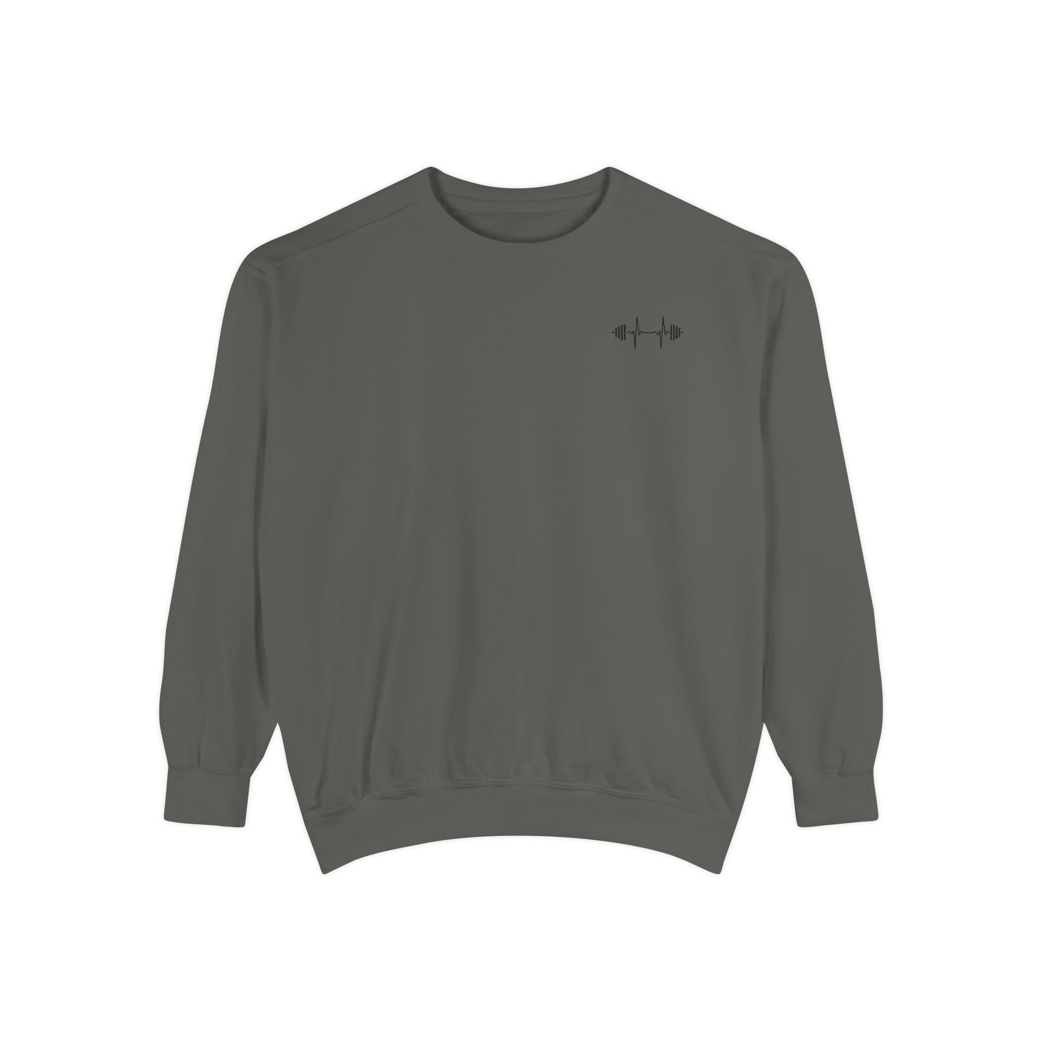 Barbell Heartbeat Sweatshirt – Lift. Live. Repeat.